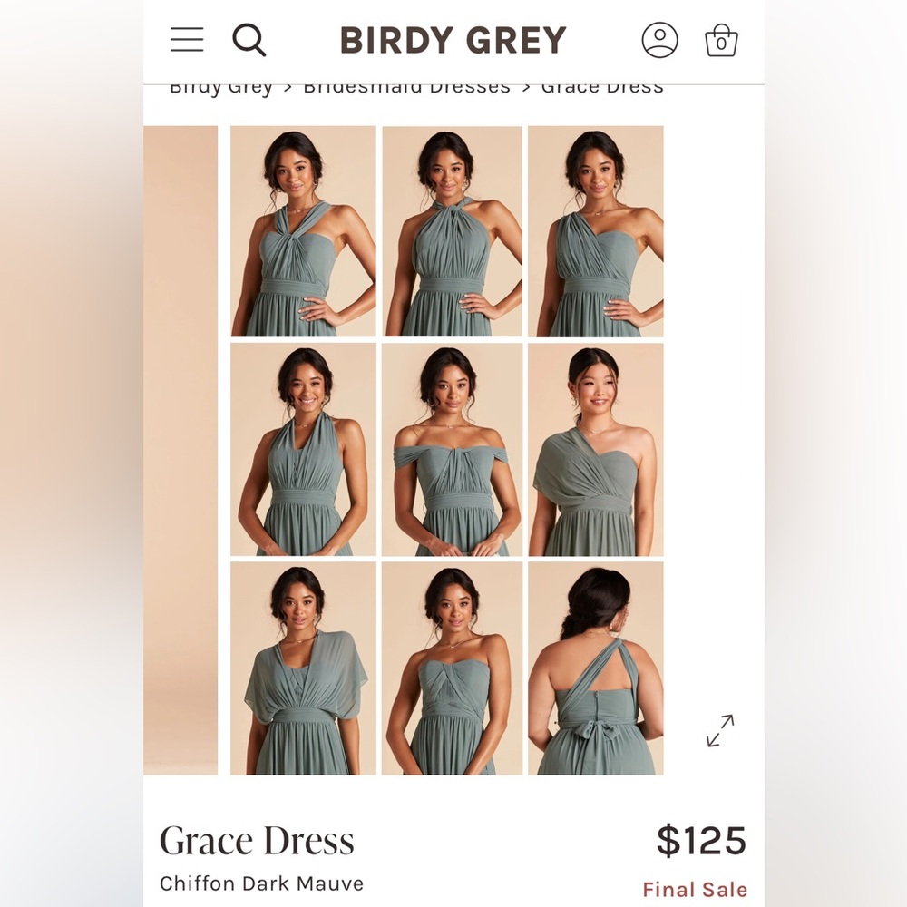 Birdy Grey Grace Dark Mauve Convertible  Chiffon Maxi Bridesmaid Dress Medium - Picture 6 of 9